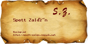 Spett Zalán névjegykártya